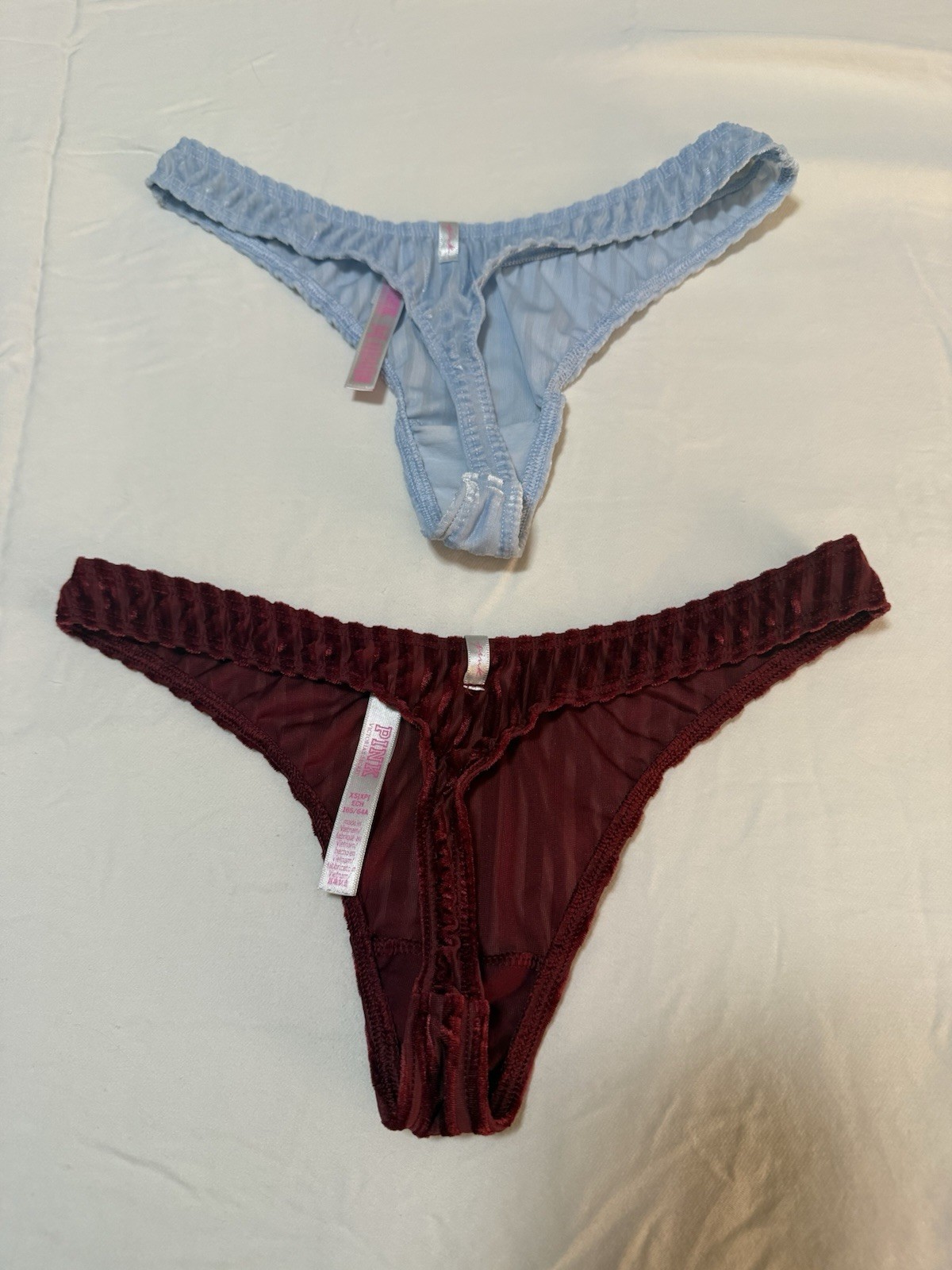 Victorias Secret V Cut Brazilian THONG Panty Panti SEXY Velvet High Leg PINK XS