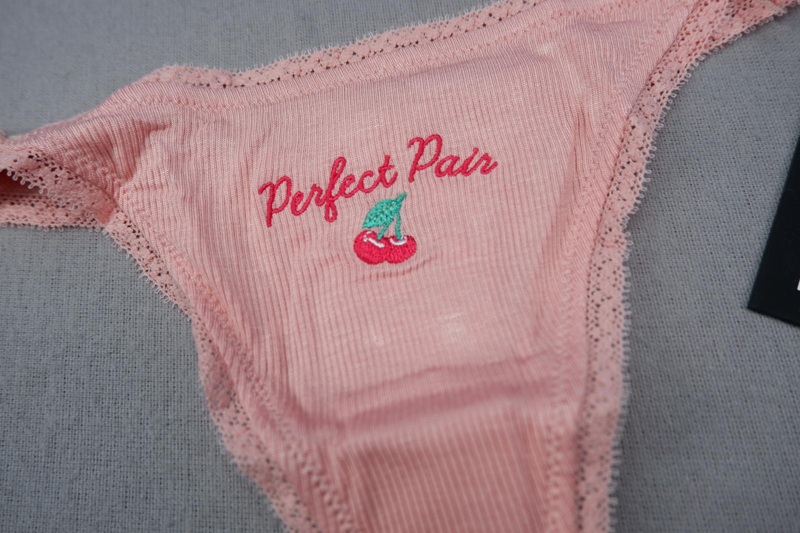 Lounge Pink ‘Perfect Pair’ Embroidered Thong Medium