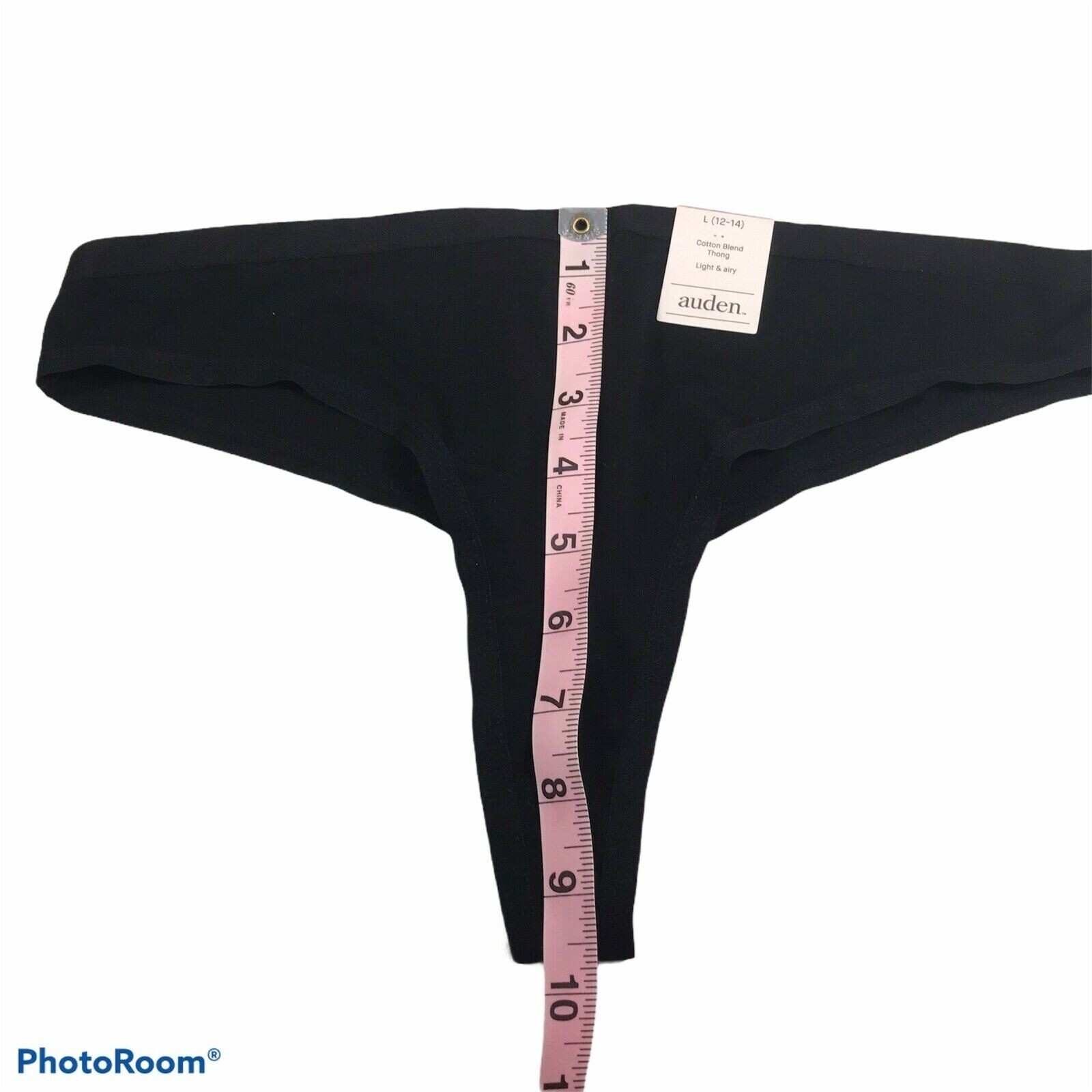 Auden Womens Size Large 12-14 Thong Panty Lightweight Airy Black New With Tags