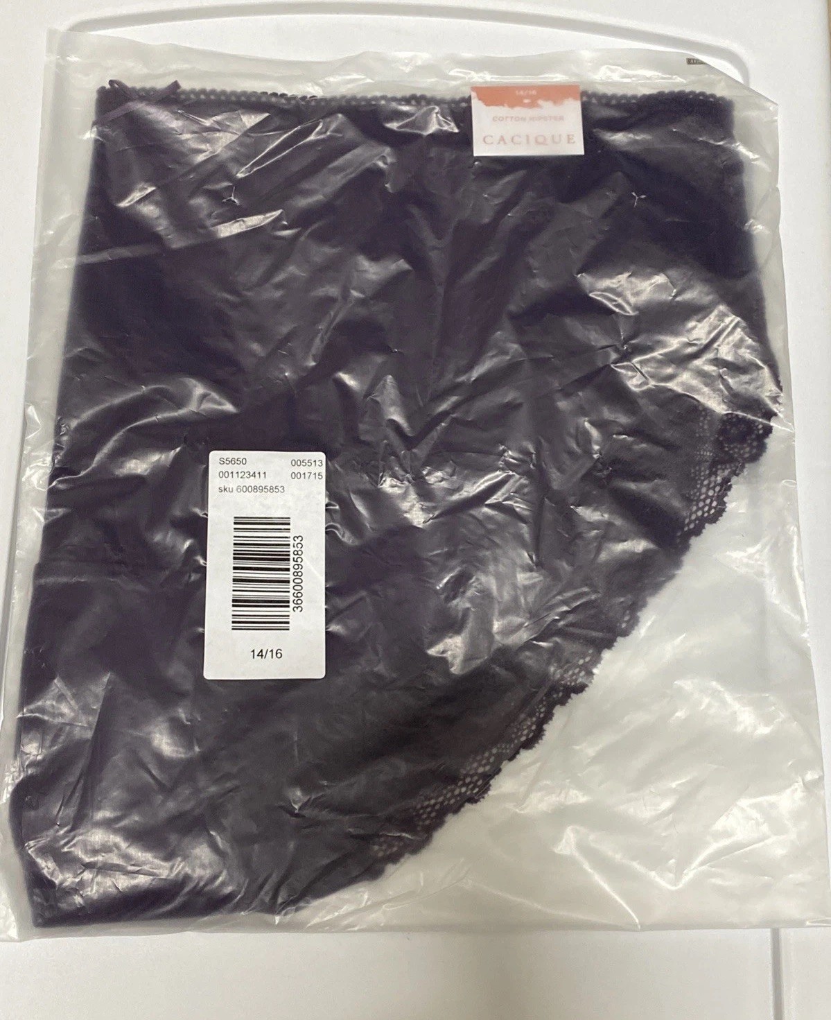 NWT Cacique Hipster Panty Lace Trim Back Plus Size 14/16 XL Black Purple Floral