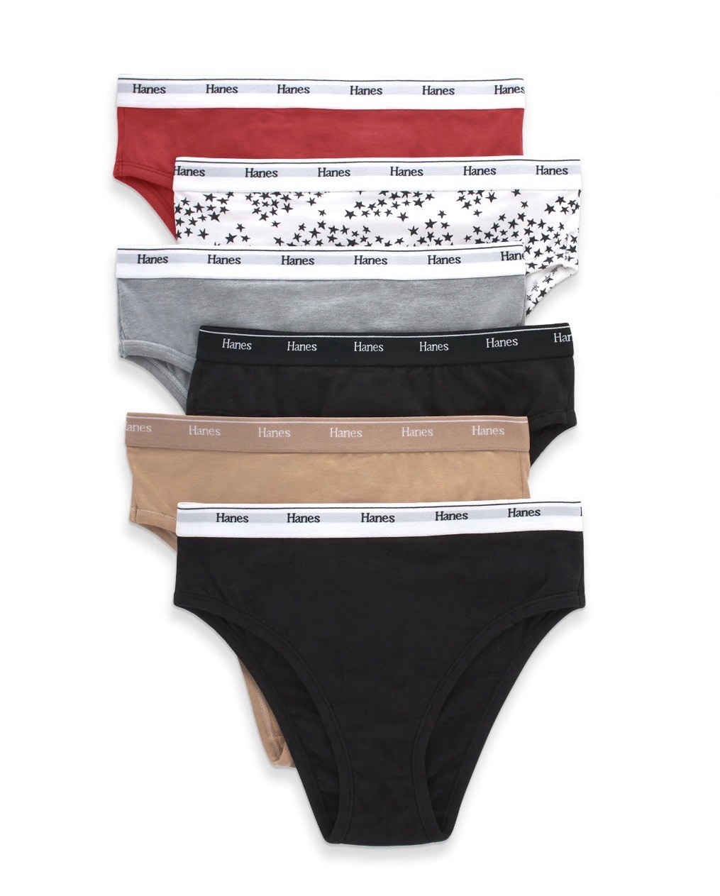 6-Pack HANES Originals Women’s 7/L Hi-Legs Cotton Stretch Breathable Underwear