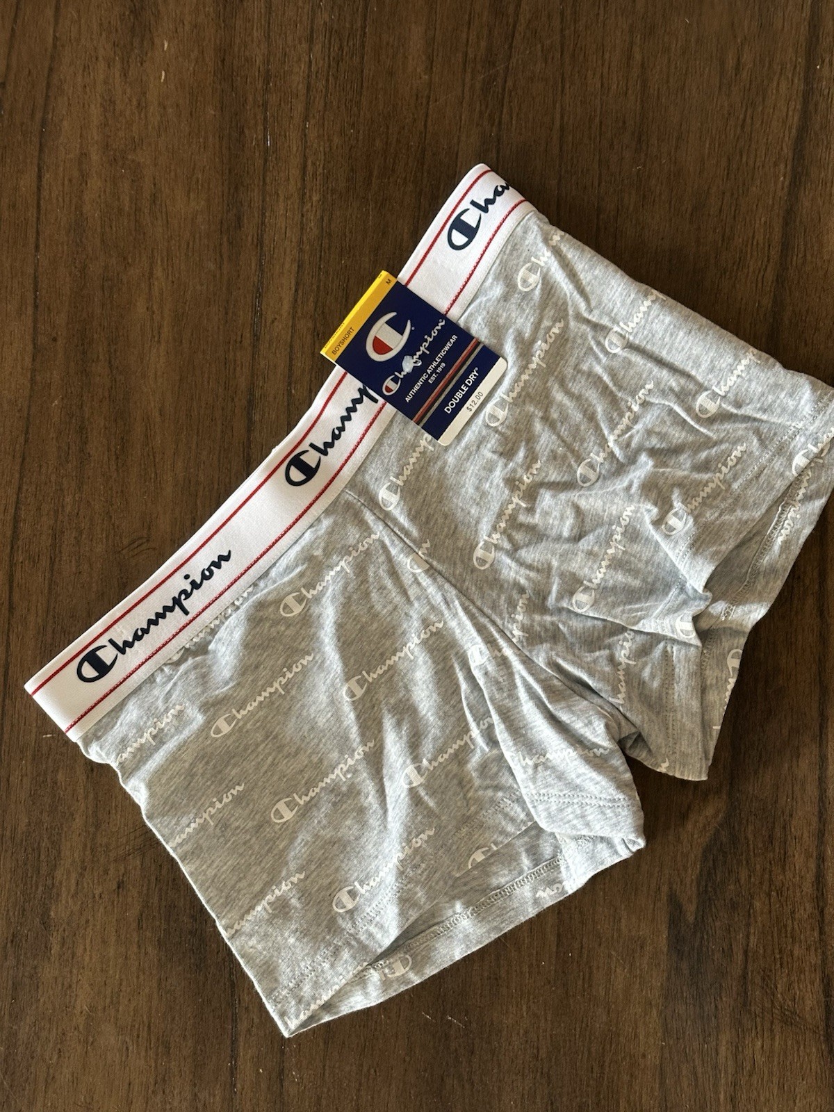 Champion BoyShorts, Panties Size Medium M Ch49as Gray White Nwt
