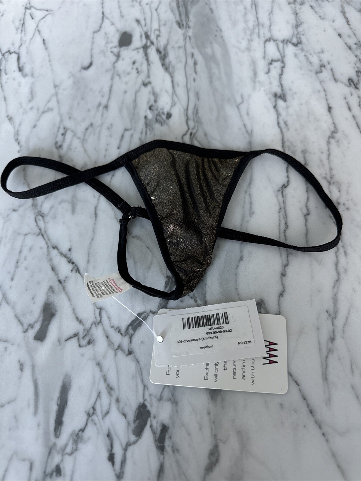 RARE Wicked Weasel Gold Disco string back Thong Old sizing M current S