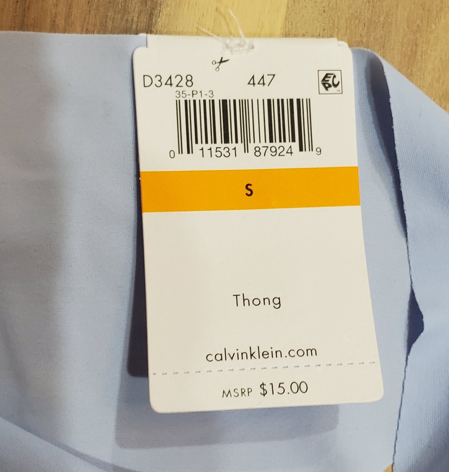 Calvin Klein Women’s Laser Cut No Show Thong Underwear Blue Size Small