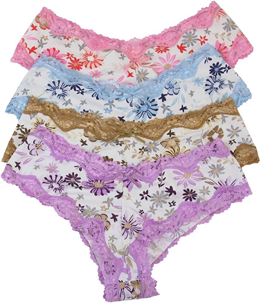 ToBeInStyle Women’s Pack of 4 Floral Pattern Brief Panties