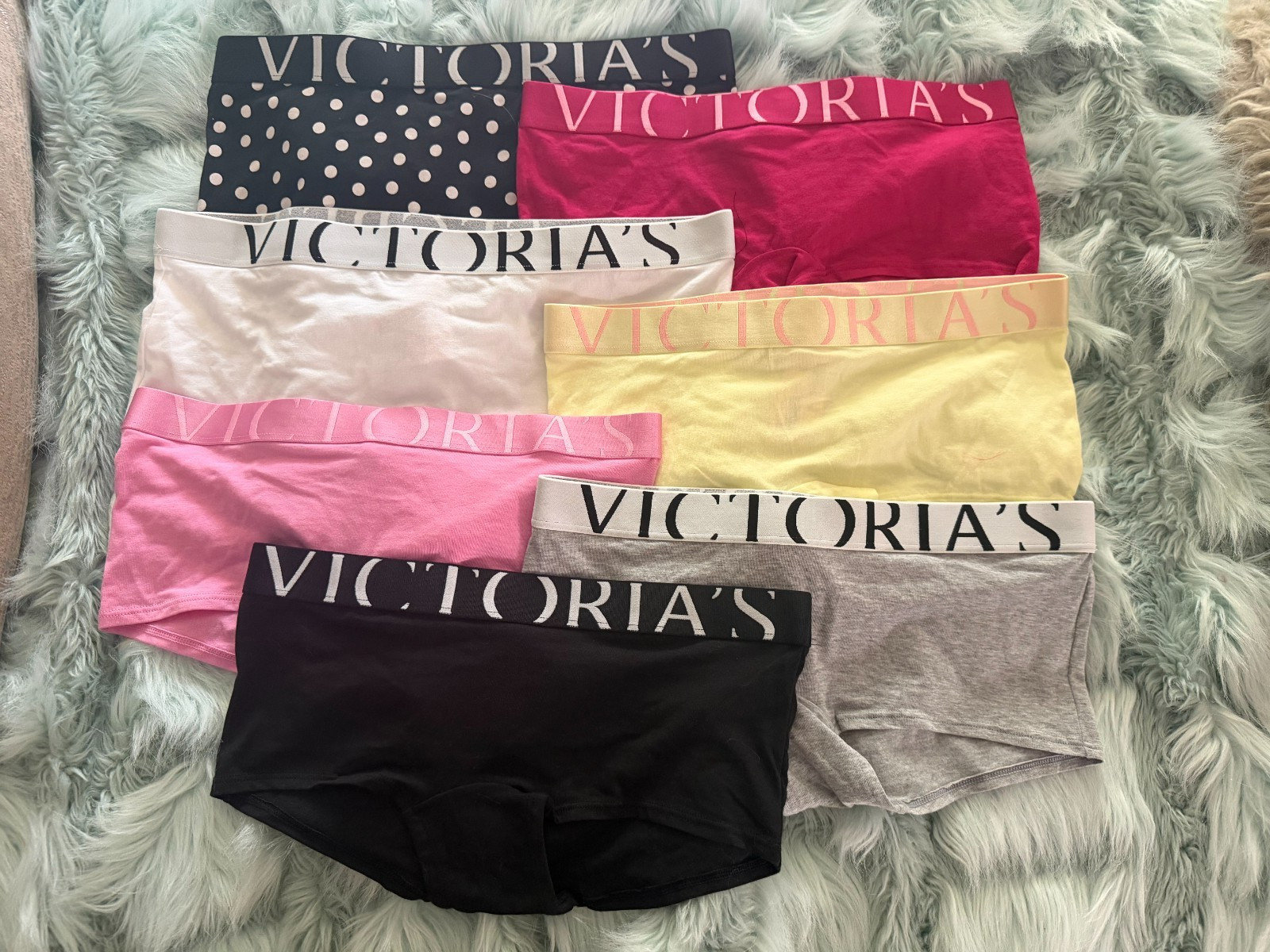 Victoria’s Secret Set Of (SIX) 6 Cotton Exploded Logo Cotton Boyshort Panty NWT
