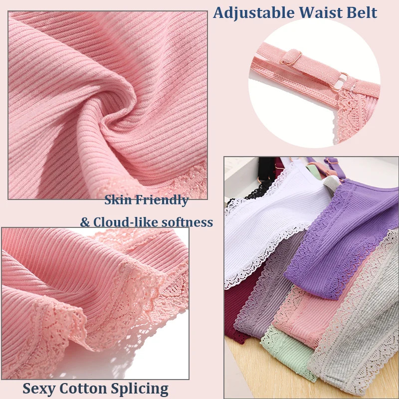 Low Rise Thong Panties Cotton Seamless Stretch Breathable Adjustable Fit 3PCS