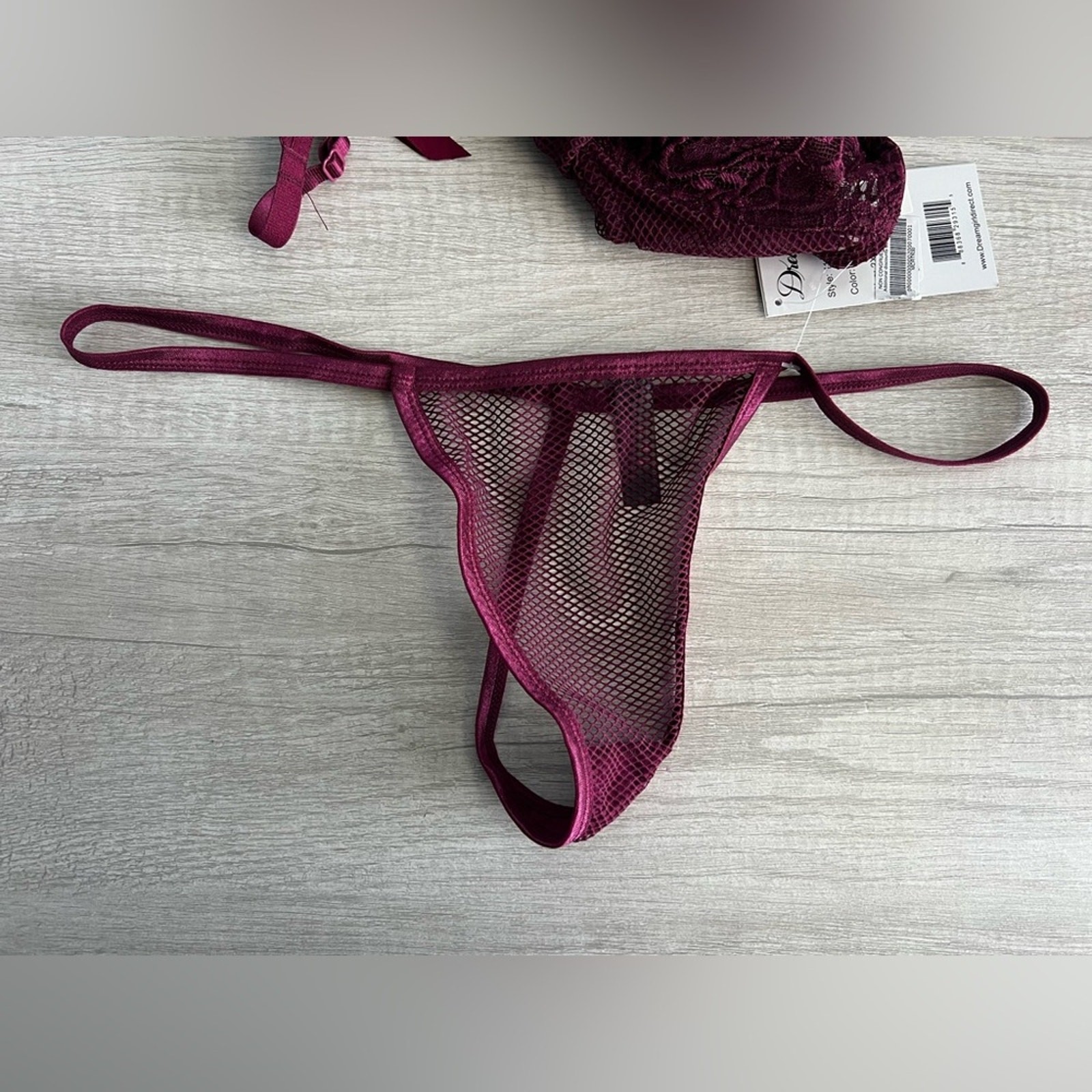 Dreamgirl Plus Size Fishnet and Eyelash Lace Garter Slip with G-String Size 2X