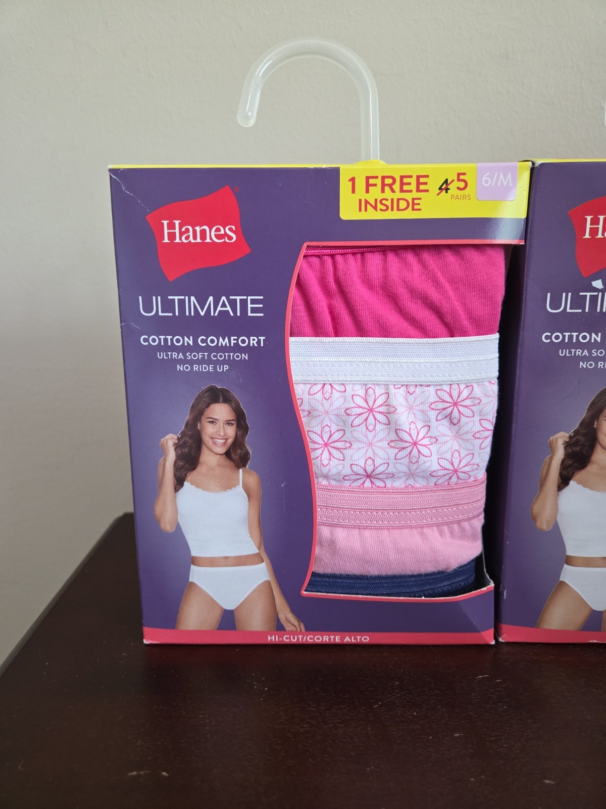 New In Box Hanes Ultimate Cotton Comfort Hi-Cut Panty 5 Pack Lot Of 2 Size 6/M