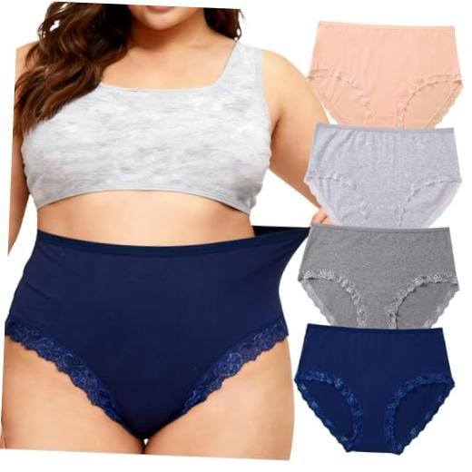 Womens Underwear Cotton Plus Size Briefs XL-5XL 4X-Large 4 Pack Cotton Briefs