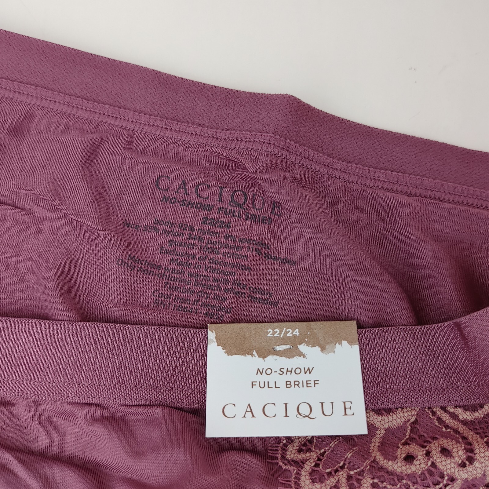 Lane Bryant Cacique No Show Full Brief 22/24 Plus Panties Solid Purple Lace Hips