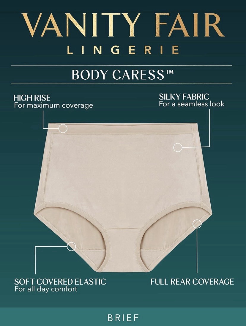 Vanity Fair Womens Body Caress Brief Panty 3-Pack White Size L 7❗️No Tags