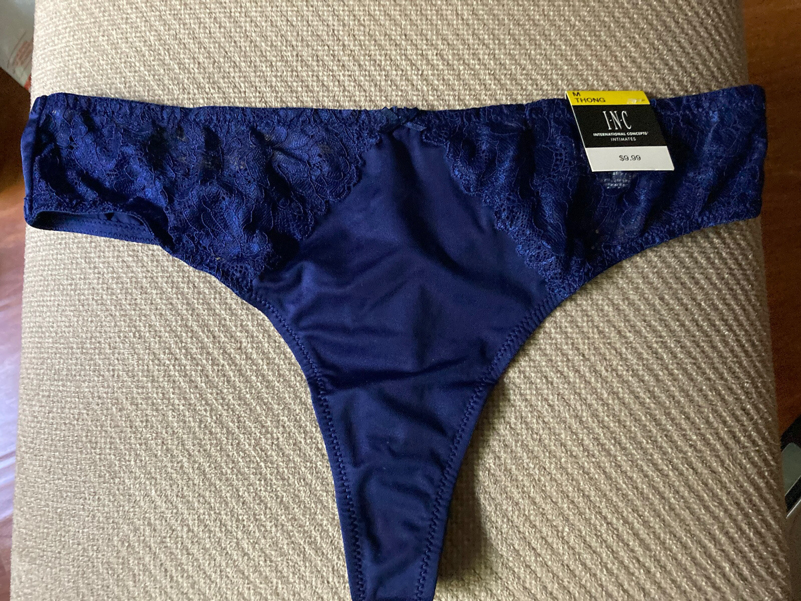 🎄INC International Concepts Smooth Lace Thong Bright Blue Size M