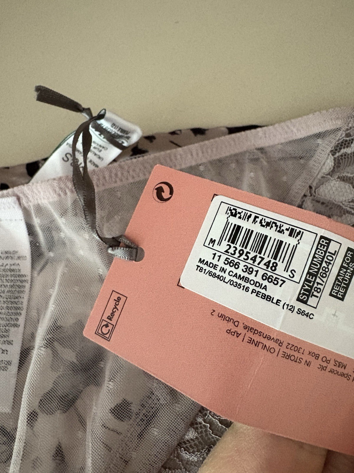 M&S Rosie for Autograph Silk & Lace High Leg Knickers 18 Pebble Silver BNWT