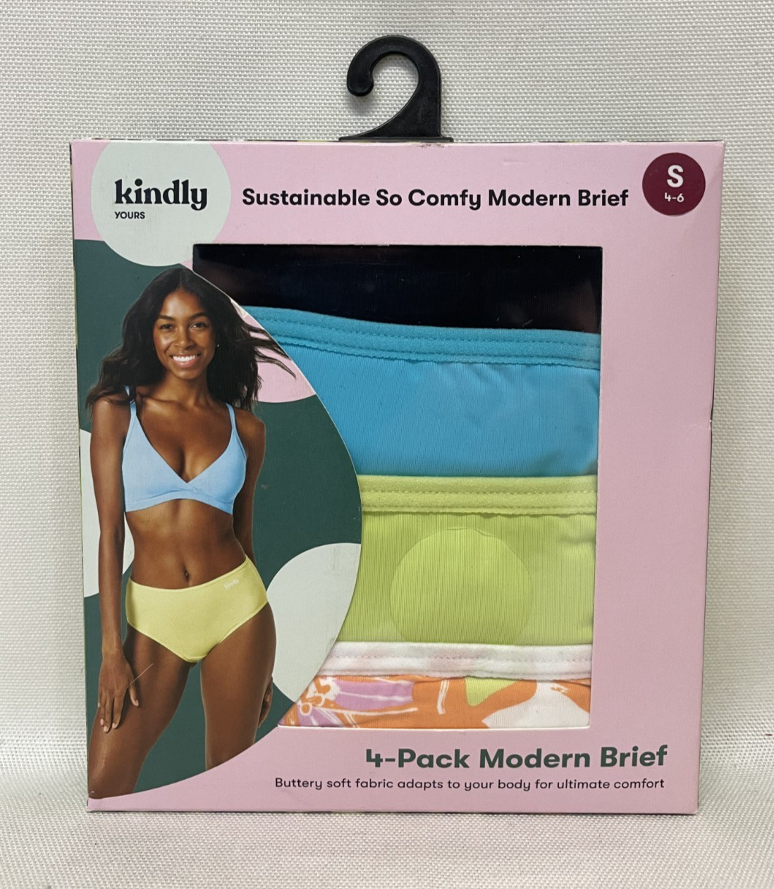KINDLY YOURS Women’s Small (4-6) So Comfy 4-PACK Modern Brief Panties
