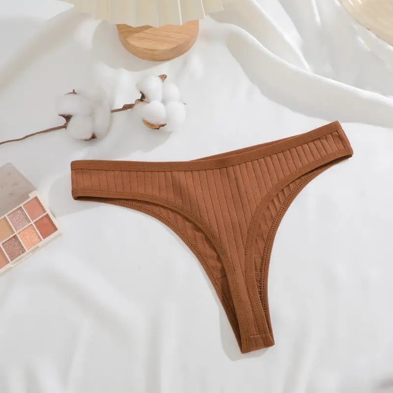 8 PCS Sexy Women Seamless Thong Panties Cotton Low Rise Soft Ribbed G-String Set