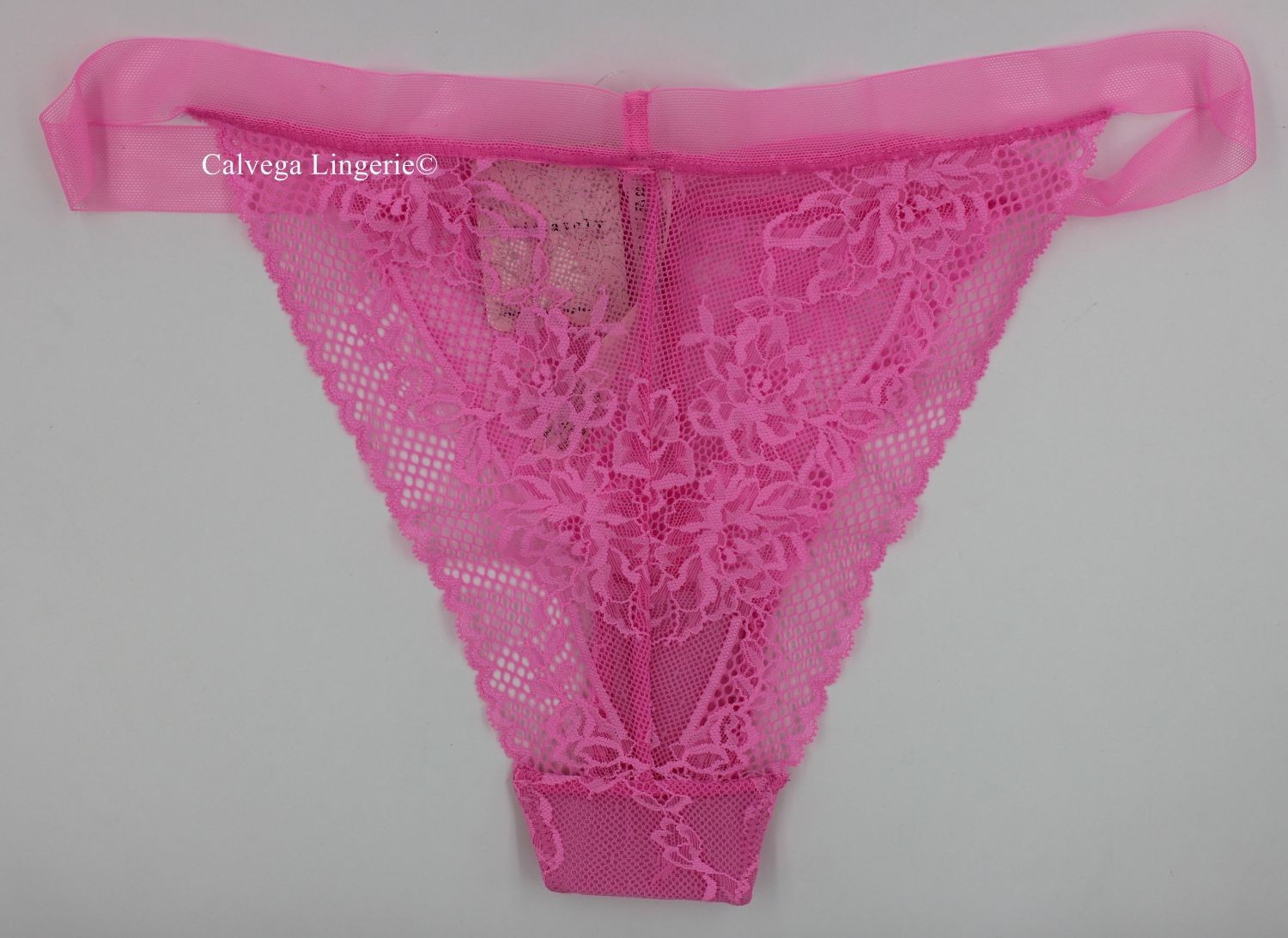 NWT Free People OB1894834 “Reya” Low Rise Fishnet / Lace String Tanga, Neon Pink