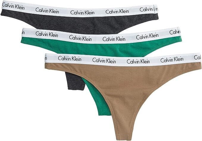 Calvin Klein 3-Pack Thong Foliage Green/Natural Grey/Charcoal Heather, Small