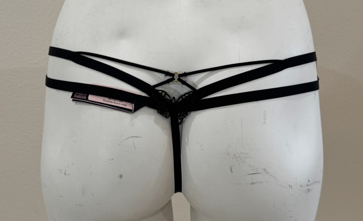 Victoria’s Secret V String Panty Very Sexy Black Open Strappy Butterfly M