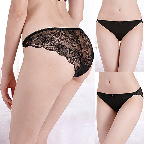Women’s Cotton Lace Bikini Briefs Knickers High Leg Panties Petites XS S 6 8 10