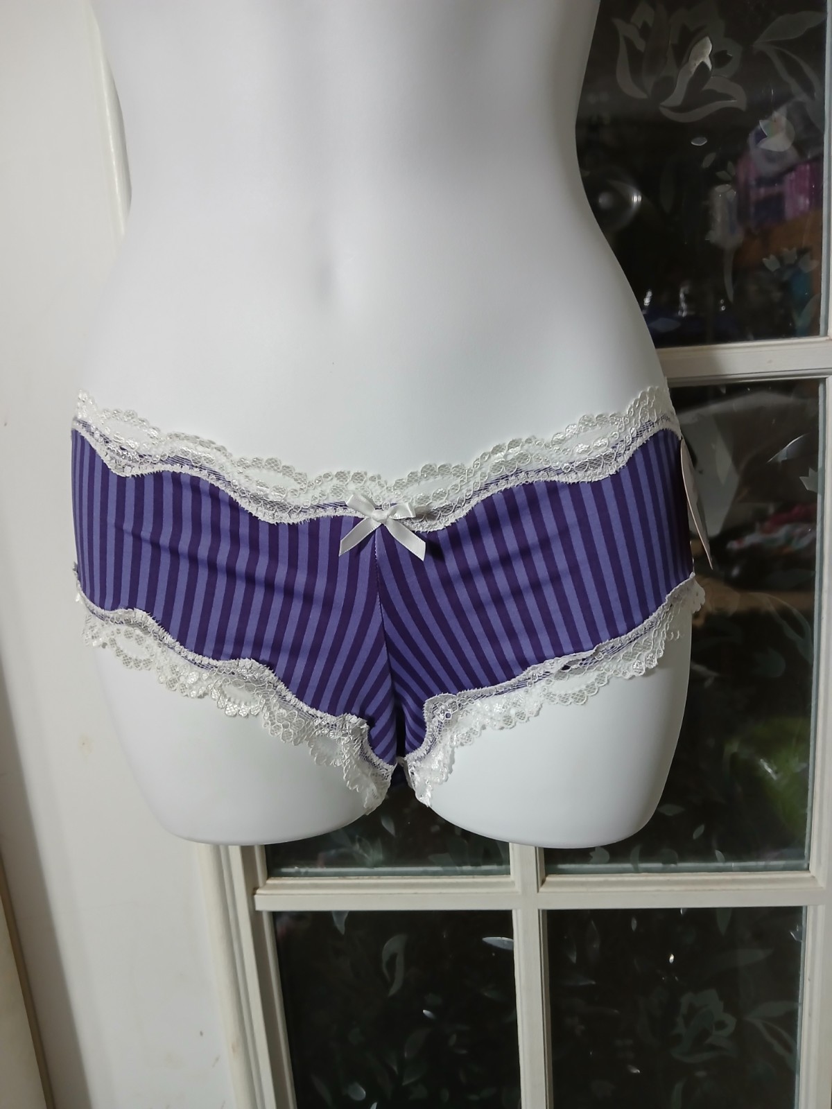 NWT Splendies Multi Colored Striped Hipster Lace Pantie Size M Y2k Look