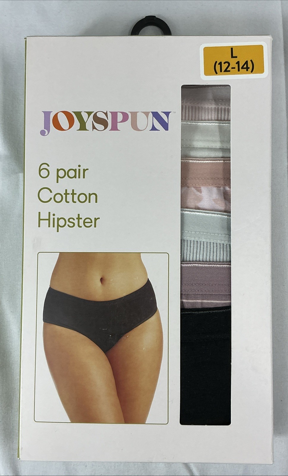 Joyspun Women’s 6 Pair Cotton Hipster Panties Large (12-14) New In Box
