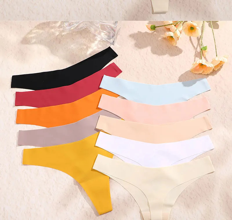 Low Rise Thong Panties Seamless Stretch Breathable Comfortable Everyday 7PCS