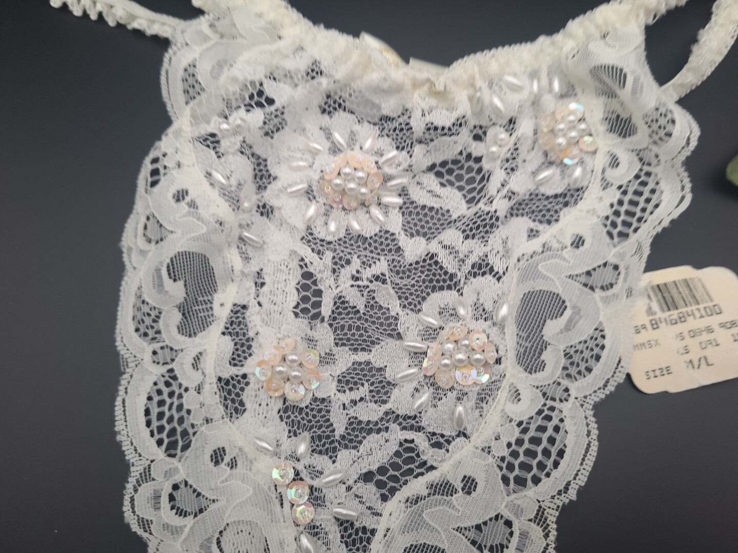VTG M/L Victorias Secret 80’s 90’s T String G String Thong Panties Beaded Lace