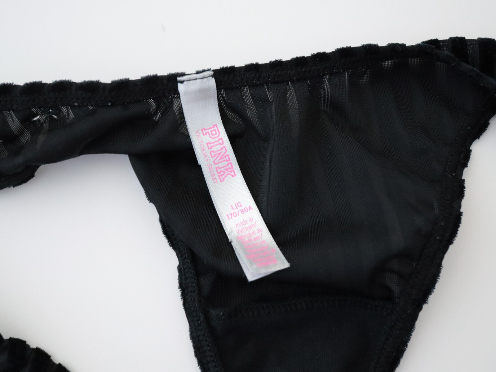 2 NEW Victoria’s Secret 2021 PINK Velvet Striped Thong Panty Lot LARGE