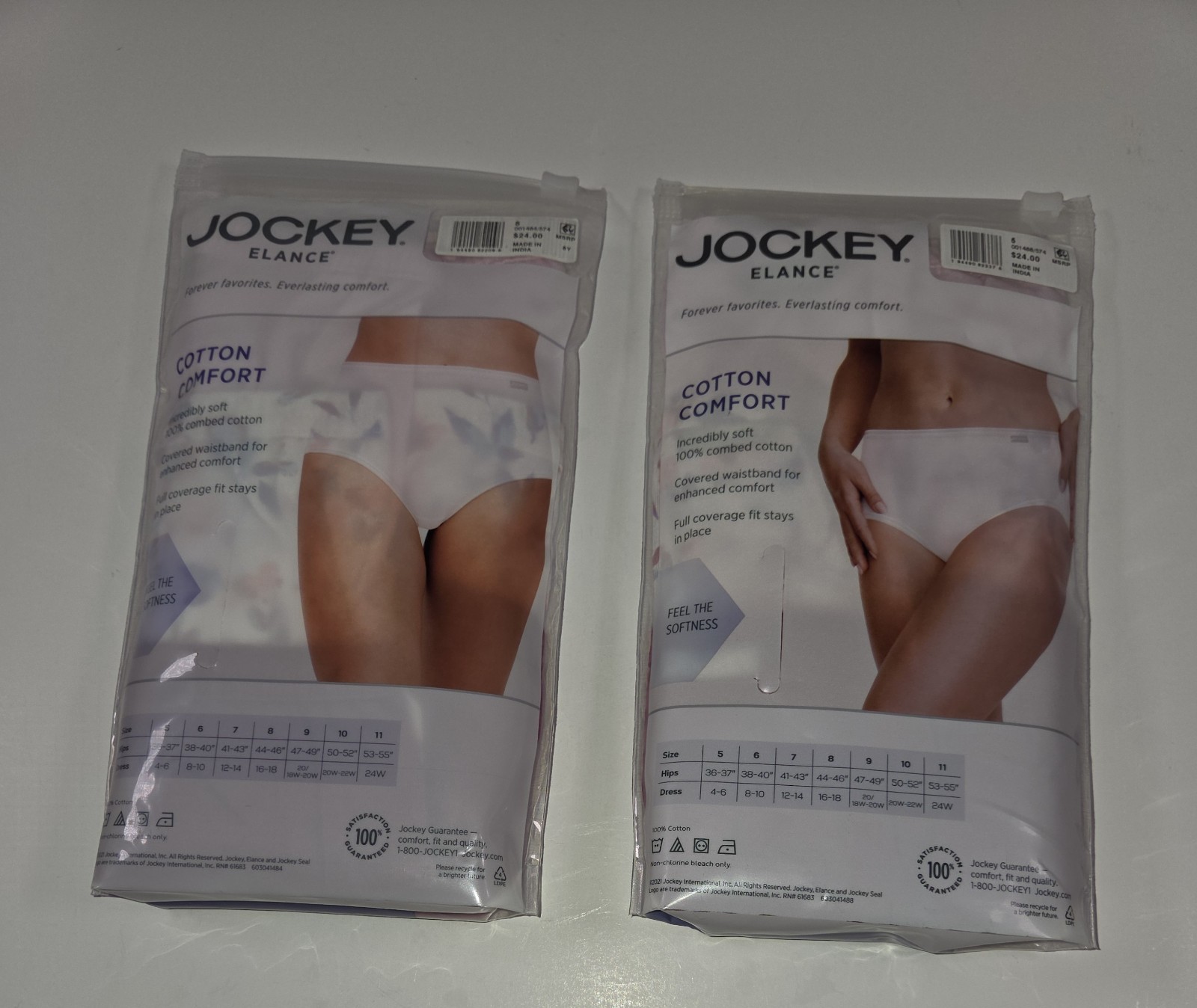 Jockey Elance Women’s 3-Pack Briefs & Hipsters 100% Cotton Size 5 – Lot of 2
