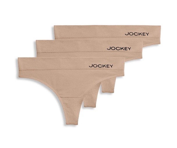 Jockey Essentials 3 Pack Thong Underwear Size XXL Seamless Soft Stretch Tan New