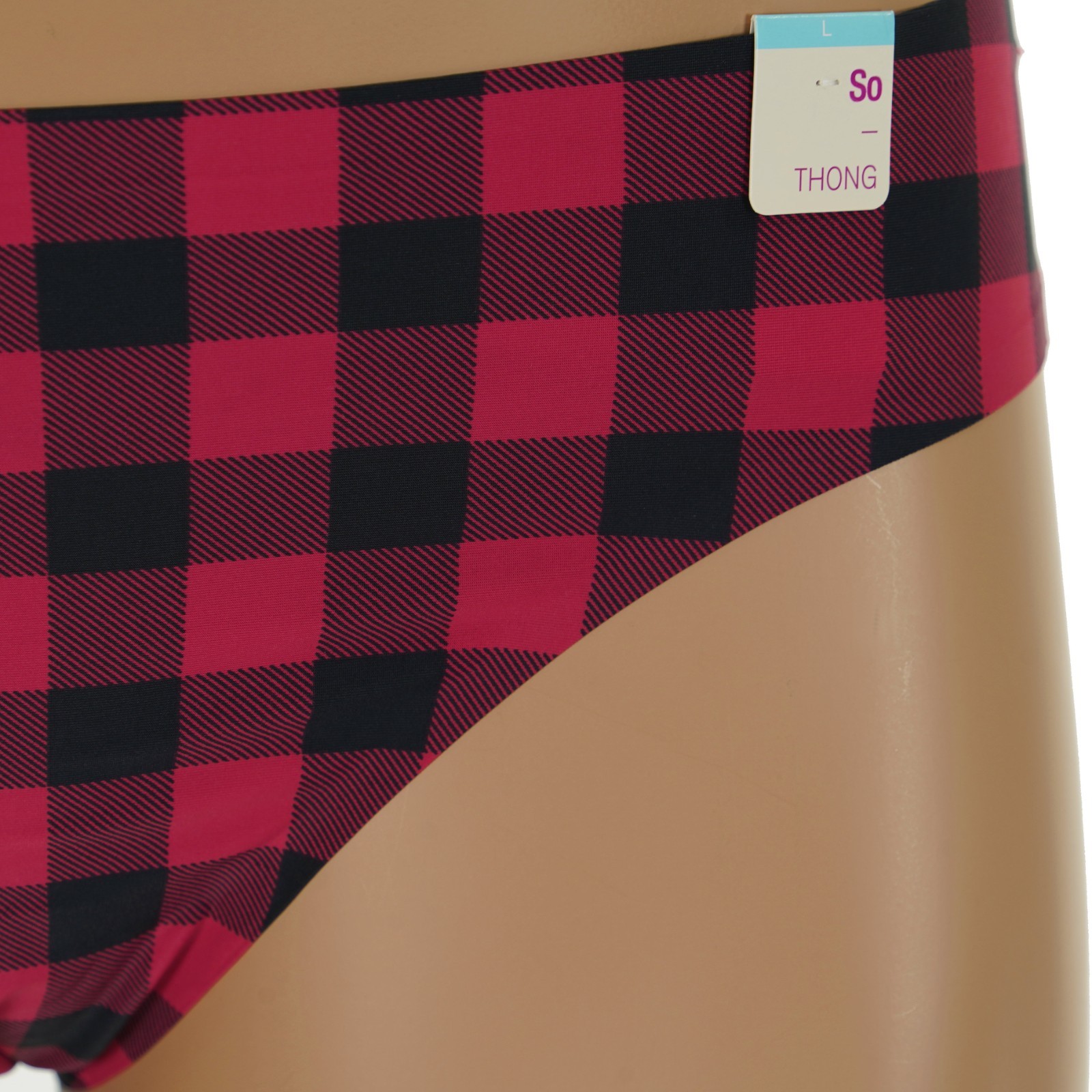 SO Junior’s SIZE 11-13 LARGE Black & Red BUFFALO CHECK THONG Panties #SO60001