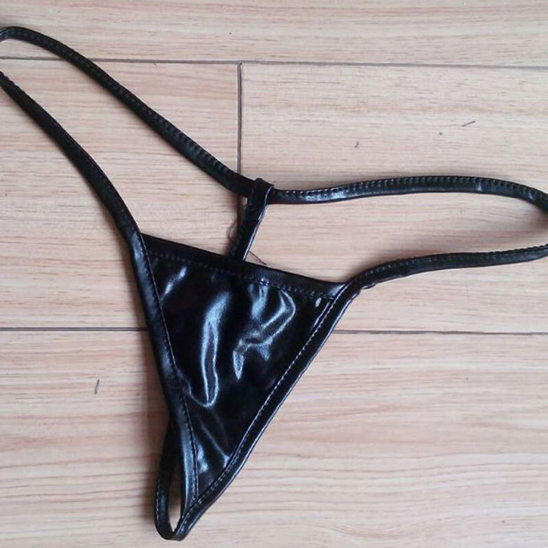 Women Sexy PU Leather Panties Shiny Metallic PVC Latex Thongs Briefs G-string