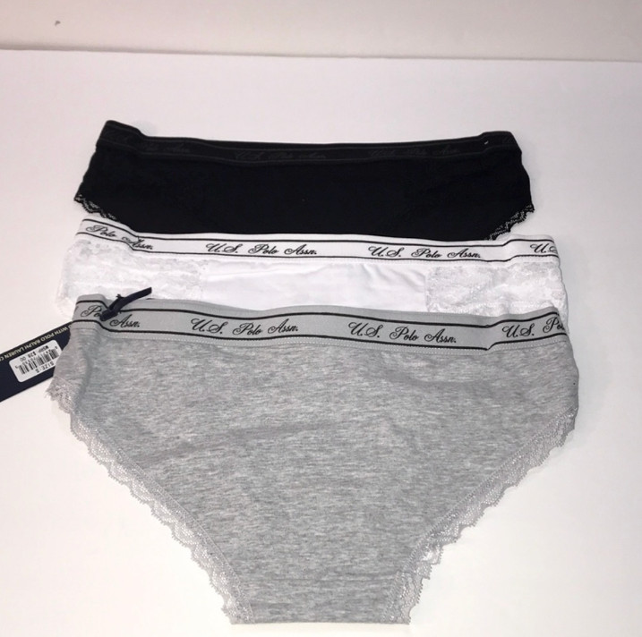 U.S POLO ASS BUNDLE 3 PIECES COTTON BRIEF CHEKINEE PANTIES WOMEN UNDERWEAR