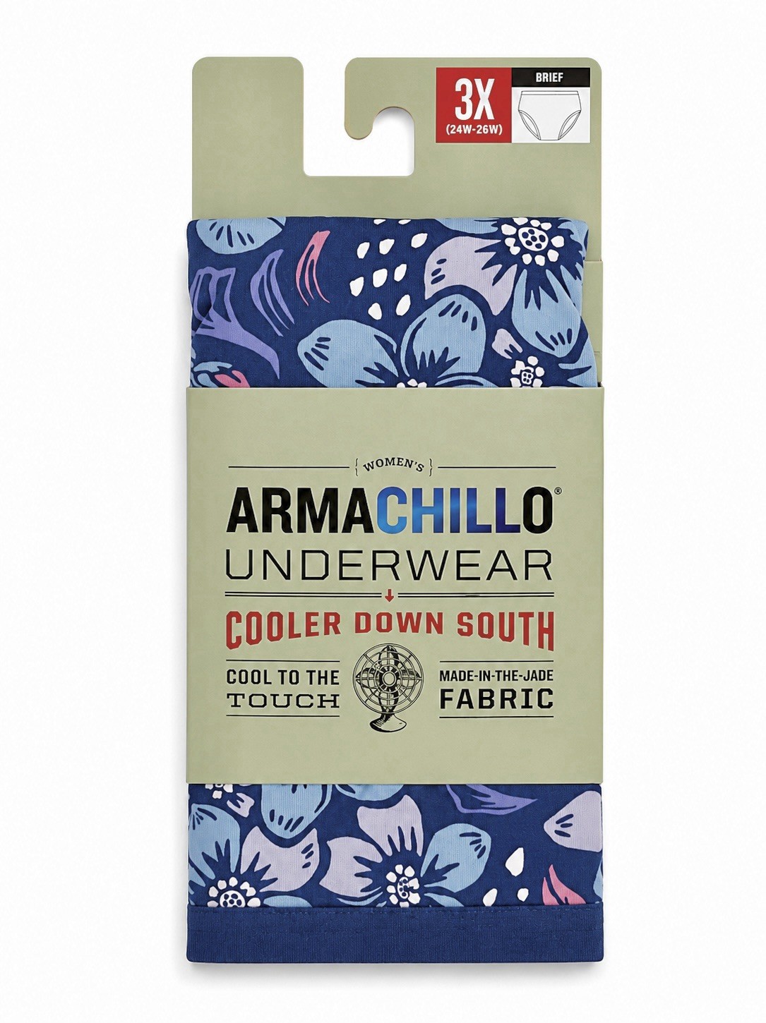 Duluth Women’s Armachillo Cooling Underwear Briefs /Blue Floral 3X (24w-26w) New