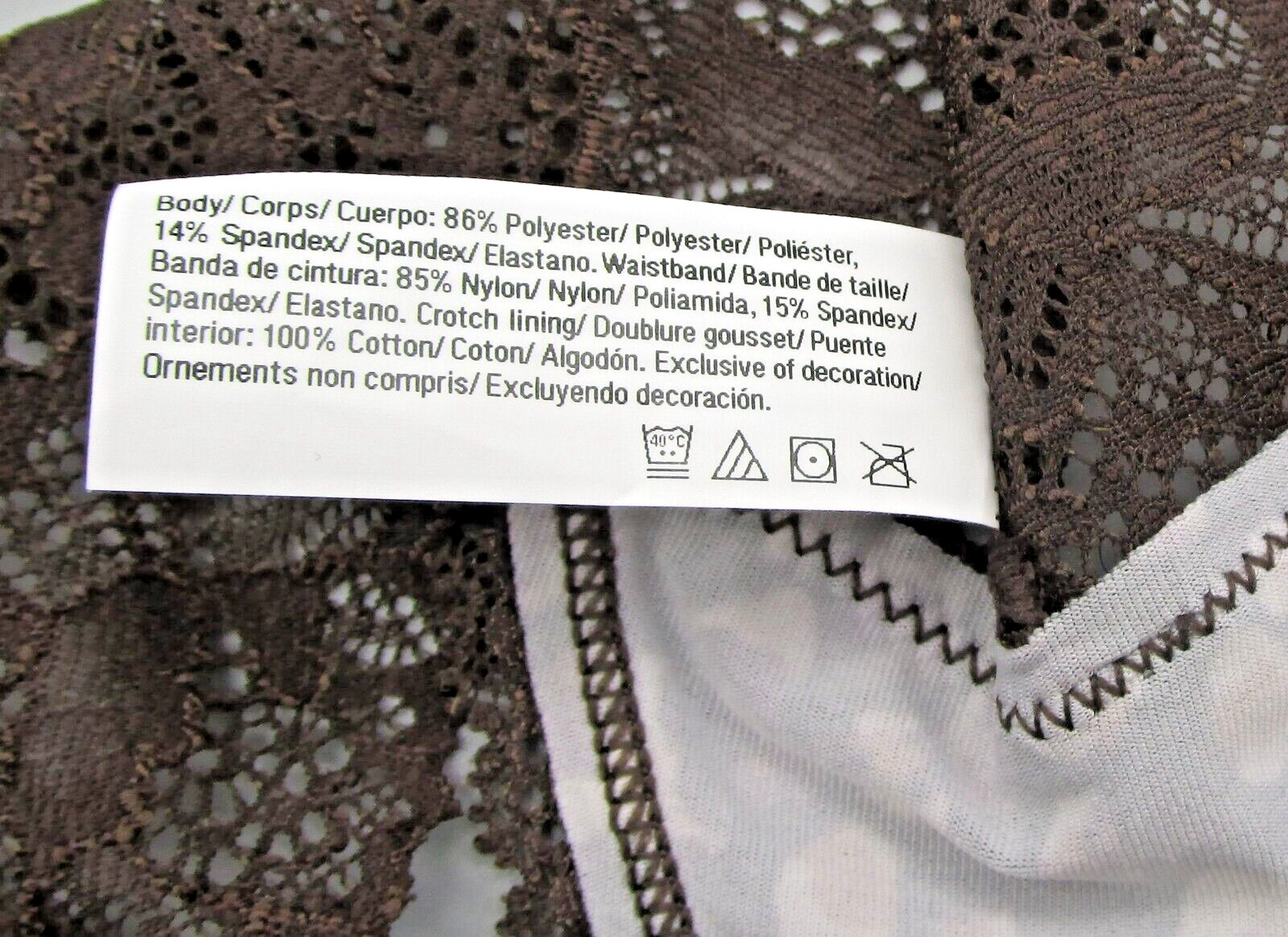 MAIDENFORM~L 7~DMESLT~Cocoa Cat Print Sexy Must Haves Floral Lace Thong