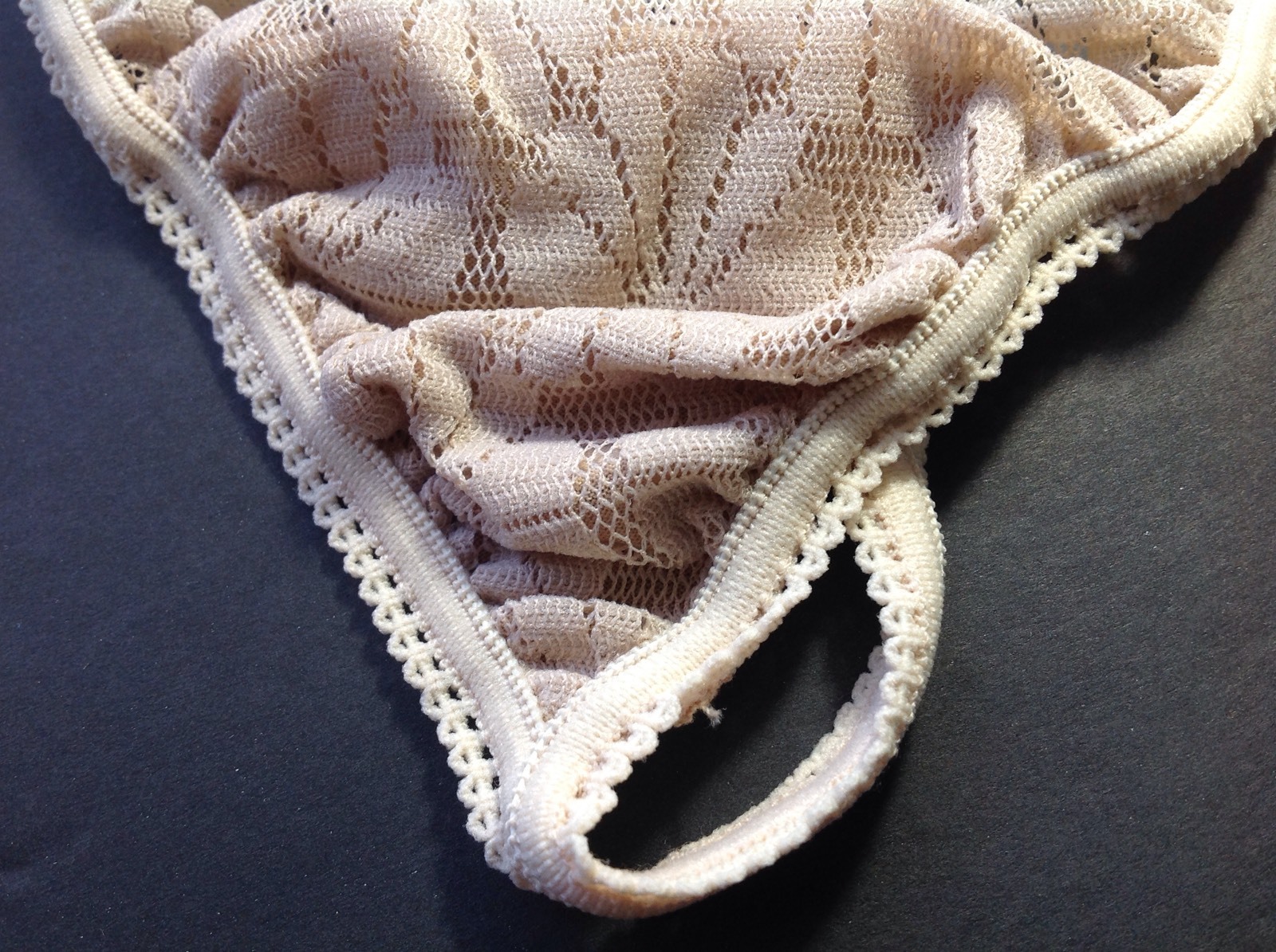 Women Panties,Thongs Size Small/5 Beige Fishnet Floral W/decoration