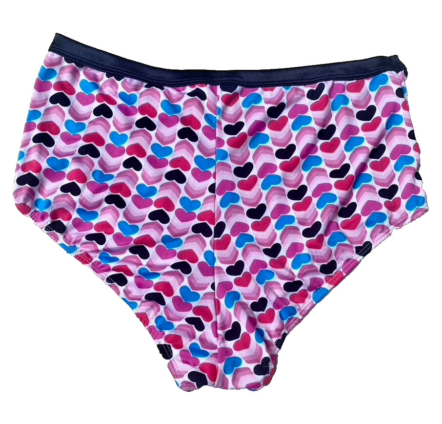 Delta Burke Sz 1XL / 8 Bikini Panties Underwear High Waist Hearts Waistband Soft
