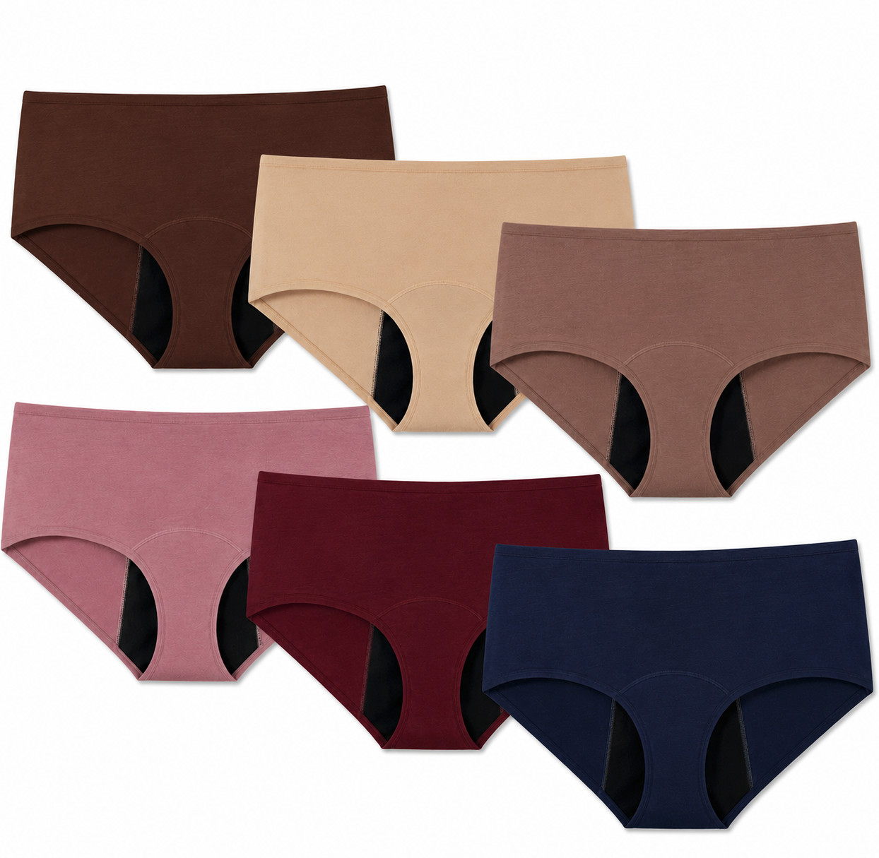 Period Panties Women’s Plus 4XL Leakproof INNERSY Multicolor 2 3-Packs 6 pair