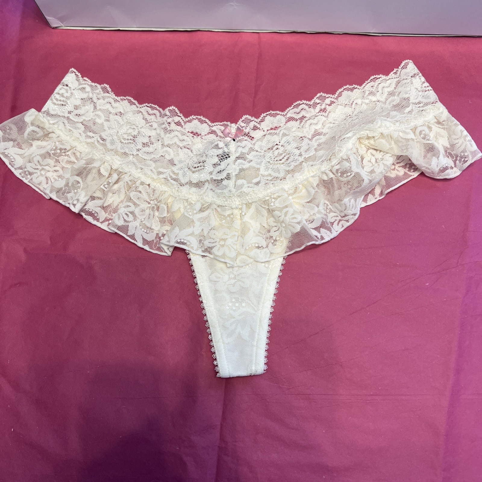 Victoria’s Secret Sexy Little Things Lace Mesh Cheeky Panty Size Small White