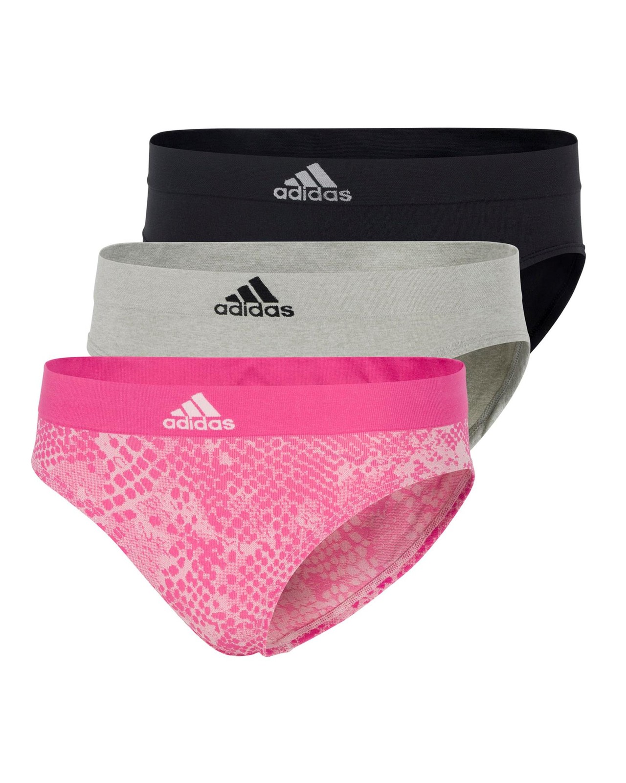 adidas Womens’ Seamless Hipster Underwear Multipack – Pink/Grey/Black