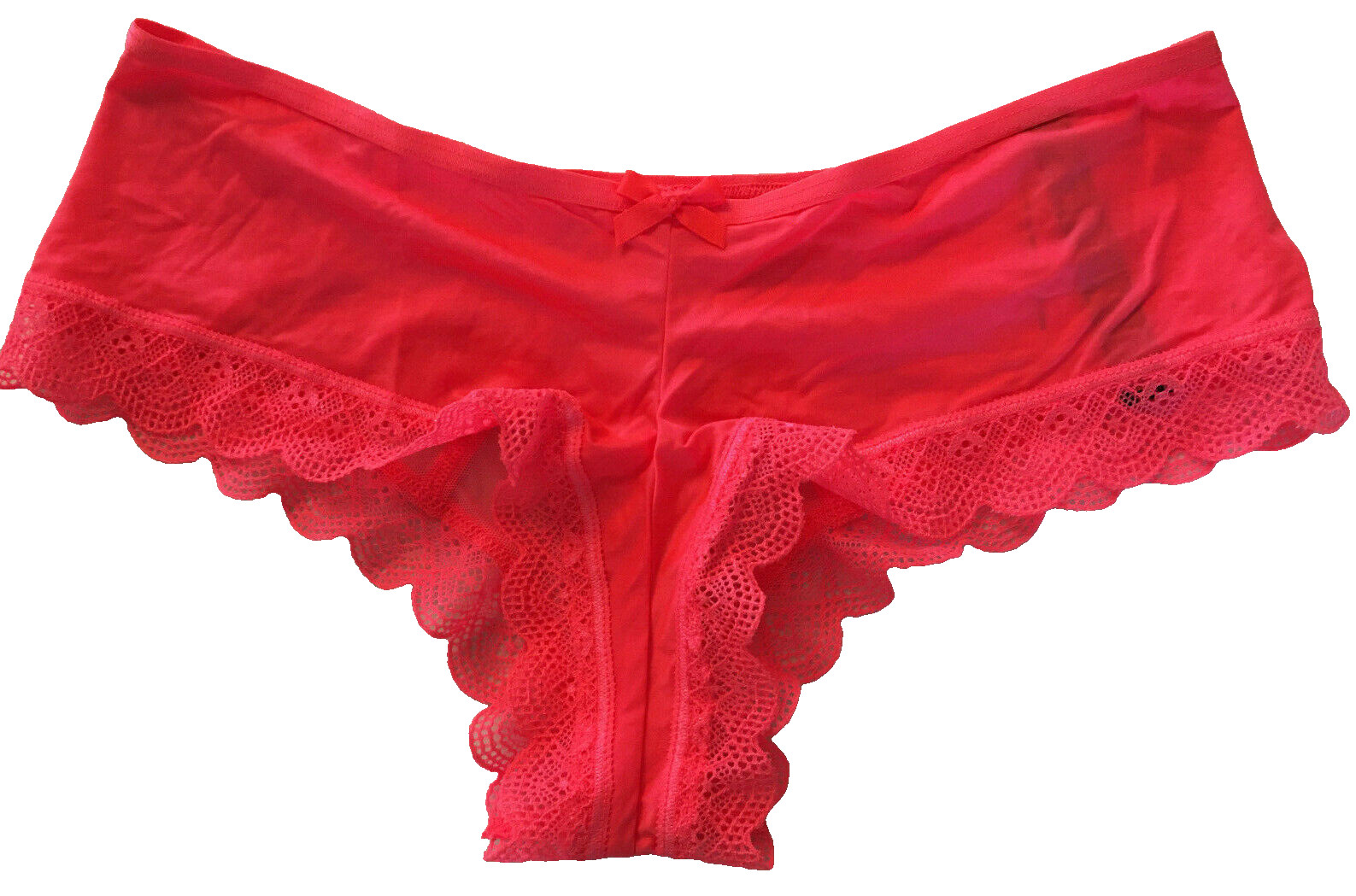 Victorias Secret Cheeky Panties Size S Neon Peach (07WW) Strappy Mesh Back Lace