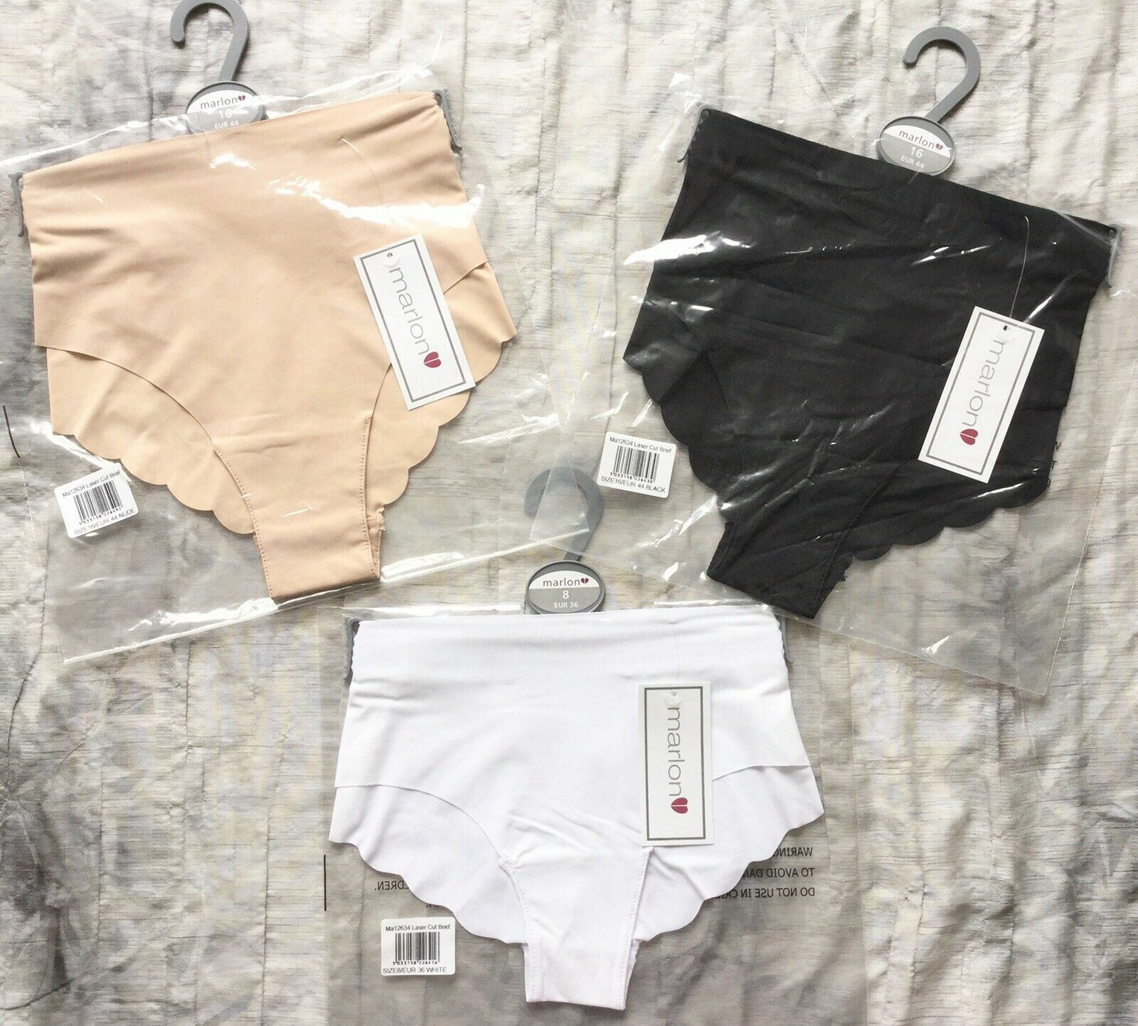 Briefs Knicker Marlon No VPL White Laser Cut UK 8 F4