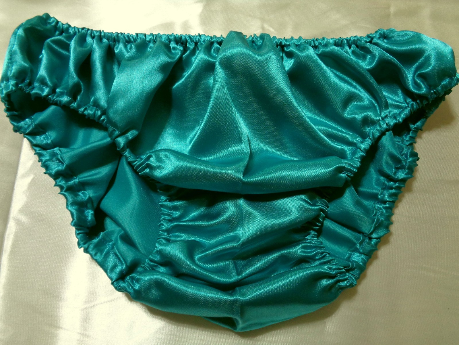 adult sissy aqua green frilly men satin bikini panties bloomer dress-up 34-47