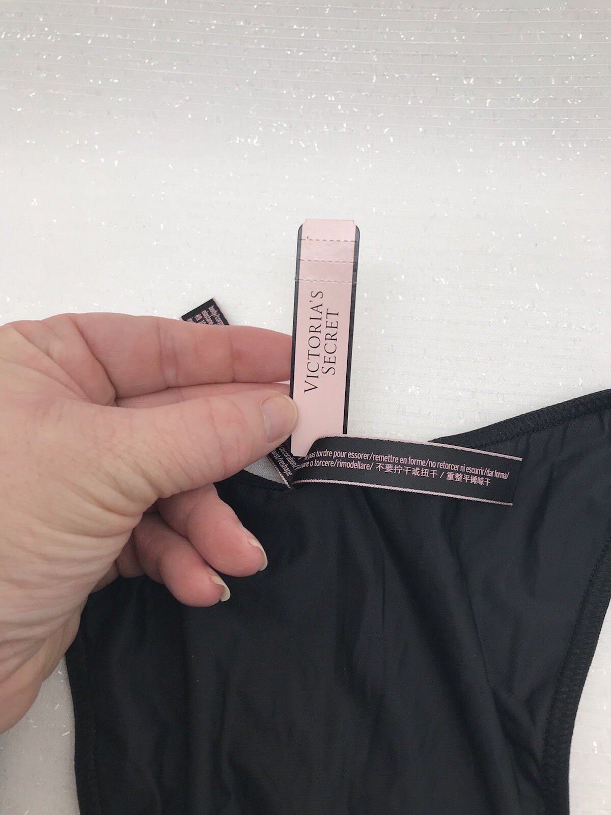 Victorias Secret EXTRA LARGE Very Sexy Rhinestone Bling Brazilian Panty XL BLACK