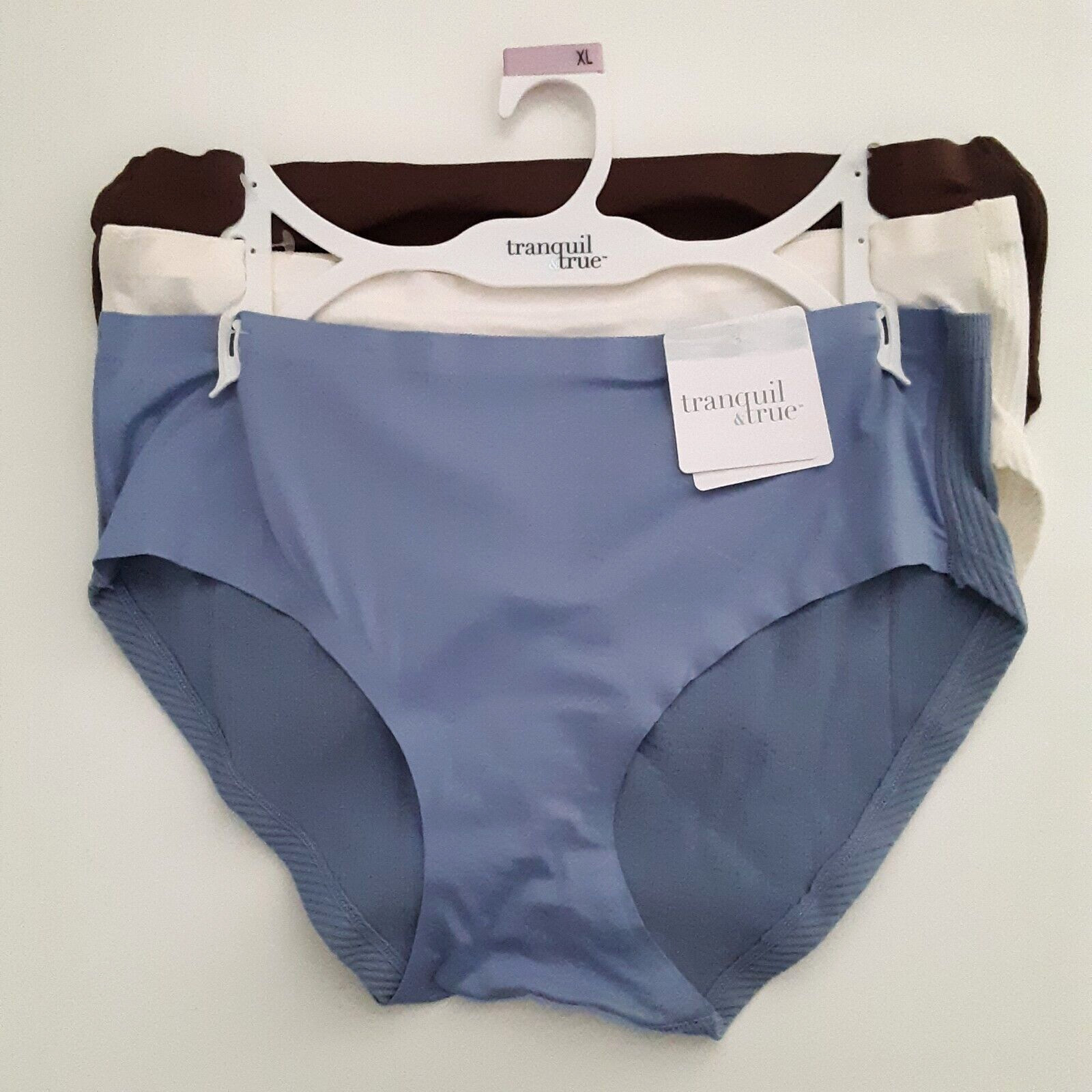 Tranquil & True Womens XL Hipsters Ribbed Back Seamless Purple Ivory Brown 3PK