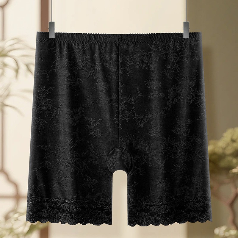 Women High waist Leggings lace Floral ice silk Plus size safety Underpants 92251