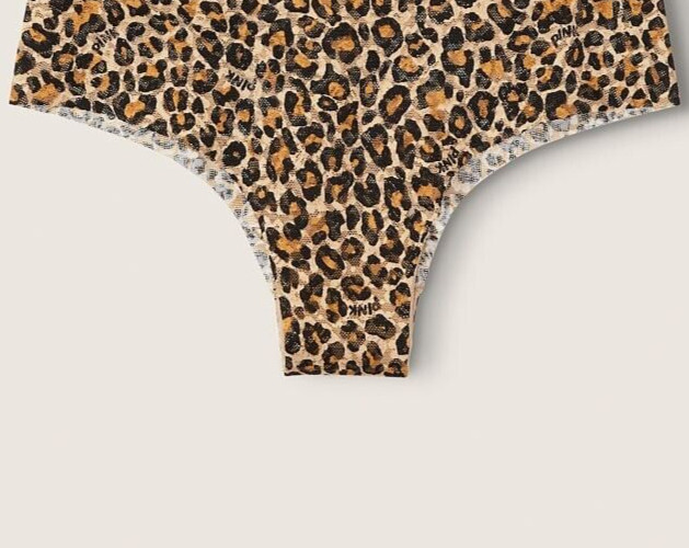 XXL Leopard Black Brown Tan NOSHOW LACE Victorias Secret PINK Cheekster Panty