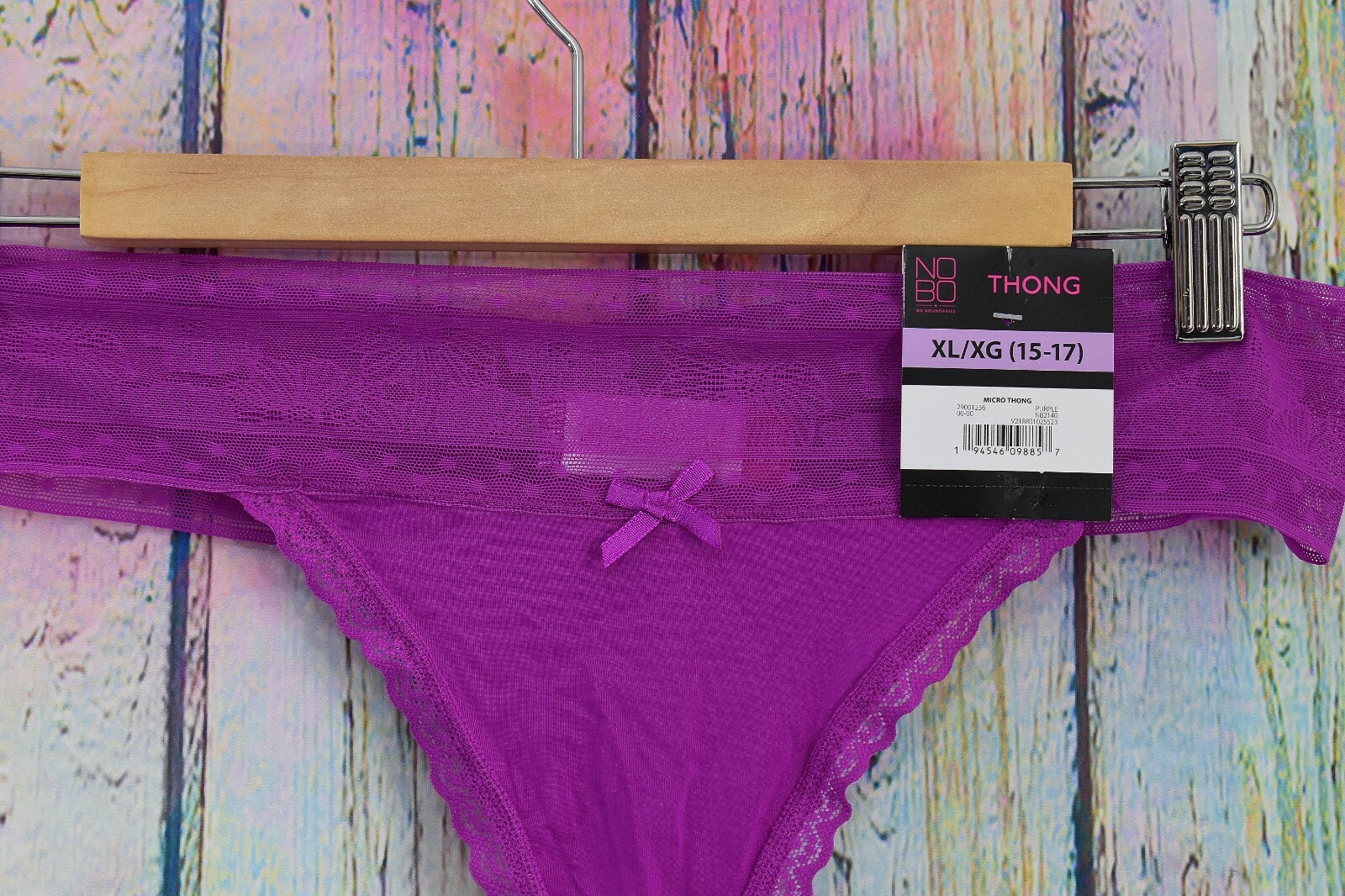 Women’s NOBO No Boundaries Micro Thong XL-XXXL Purple Panties Underwear NEW TAG
