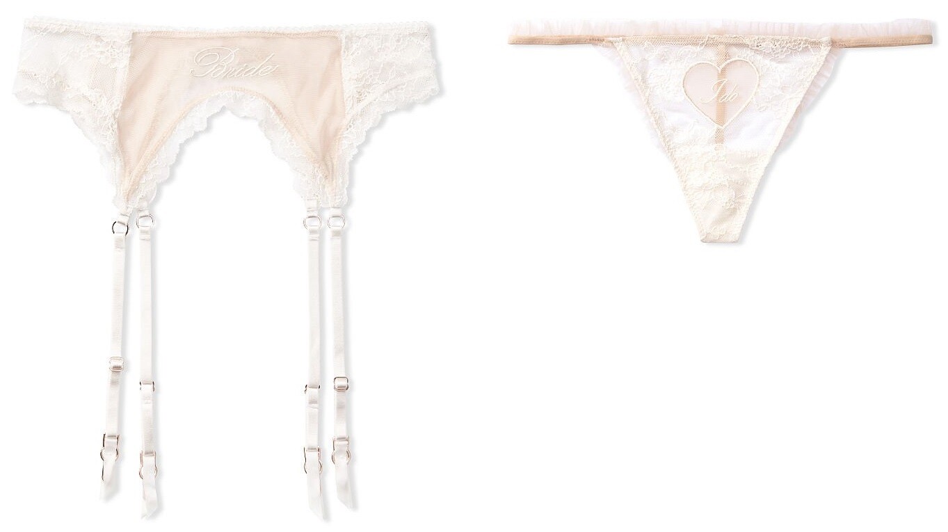VICTORIAS SECRET DREAM ANGELS I DO BRIDAL LINE THONG V-STRING PANTY GARTER BELT